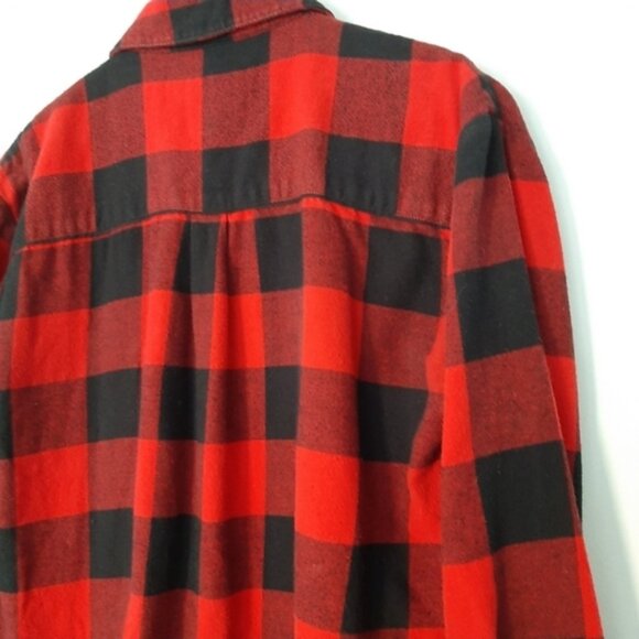 FOREVER 21 Classic Flannel Buffalo Check Plaid Button Down Shirt Red Black Sz S - Picture 10 of 13